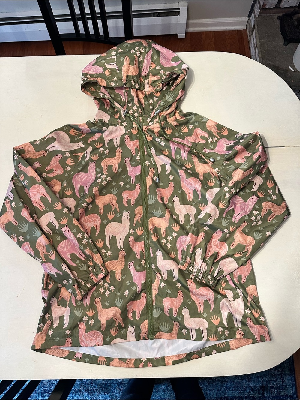 Princess Highway Olive Green Rain Jacket with Pink Animal Print